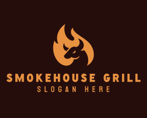 Flaming Barbecue Grill  logo design