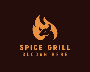 Flaming Barbecue Grill  logo design