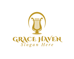 Elegant Harp Lyre Arch Logo