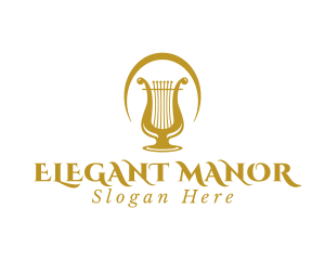 Elegant Harp Lyre Arch logo design