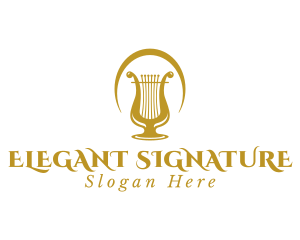 Elegant Harp Lyre Arch logo design