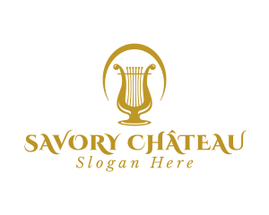 Elegant Harp Lyre Arch logo design