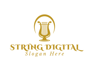 Elegant Harp Lyre Arch logo design