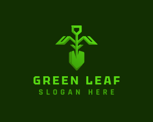 Shovel Plant Leaf logo design