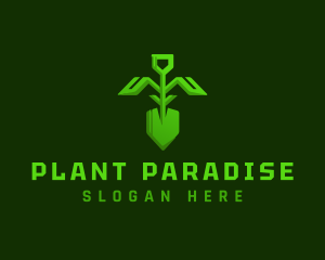 Shovel Plant Leaf logo design