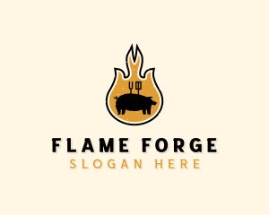 Flame Barbecue Grill logo design