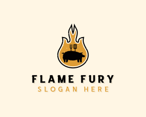 Flame Barbecue Grill logo design