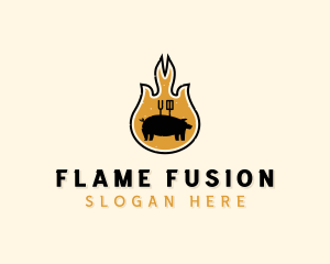 Flame Barbecue Grill logo design