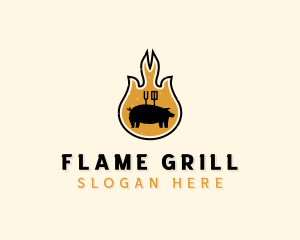 Flame Barbecue Grill logo design