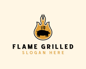 Flame Barbecue Grill logo design