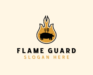 Flame Barbecue Grill logo design