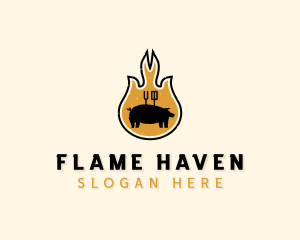 Flame Barbecue Grill logo design