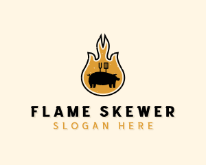 Flame Barbecue Grill logo design