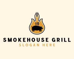 Flame Barbecue Grill logo design