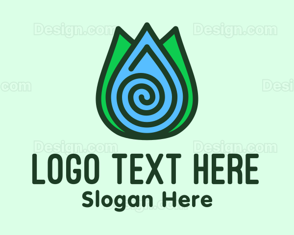 Eco Leaf Water Droplet Logo