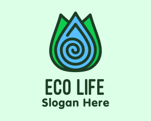 Eco Leaf Water Droplet logo design