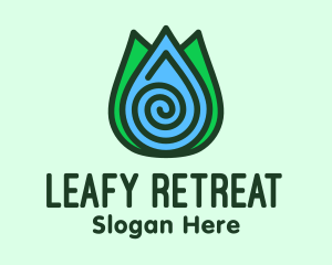 Eco Leaf Water Droplet logo design