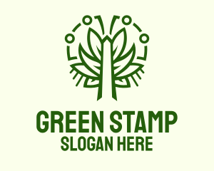 Symmetric Green Plant logo design