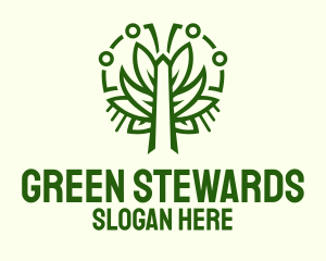 Symmetric Green Plant logo design