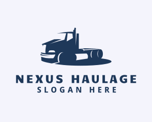 Blue Logistics Tractor Truck logo design