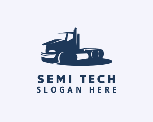 Blue Logistics Tractor Truck logo design