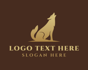 Golden - Golden Howling Wolf logo design