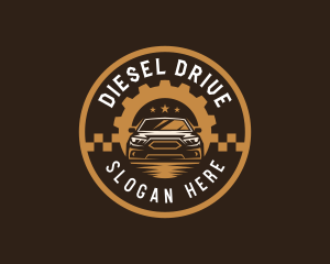 Driving Sedan Mechanic logo design