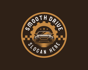 Driving Sedan Mechanic logo design