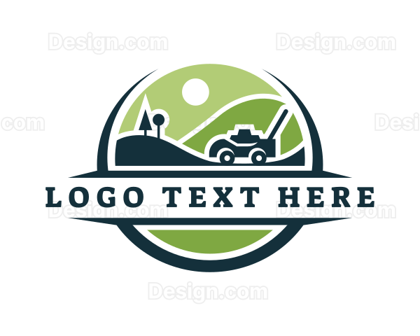 Lawn Mower Field Landscaping Logo