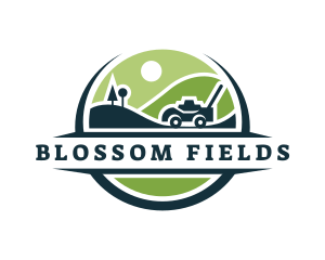 Lawn Mower Field Landscaping logo design