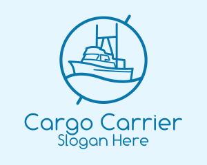 Blue Cargo Ship  logo design