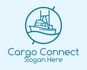 Blue Cargo Ship  logo design