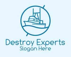 Blue Cargo Ship  logo design