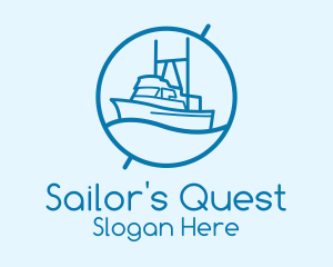 Blue Cargo Ship  logo design