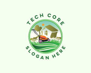 Lawn Mower Gardener logo design