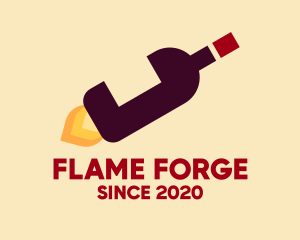 Wine Bottle Flame logo design