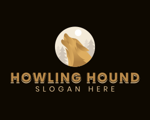 Howling Moon Wolf logo design