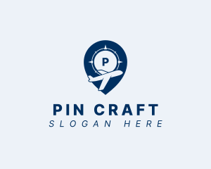 Airplane Location Pin logo design