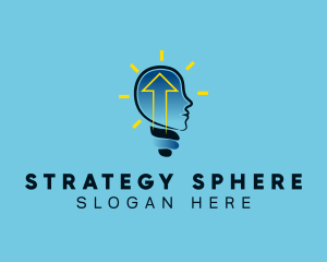 Blue Human Lightbulb Arrow logo