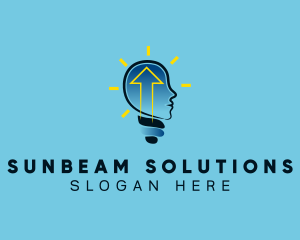 Blue Human Lightbulb Arrow logo design