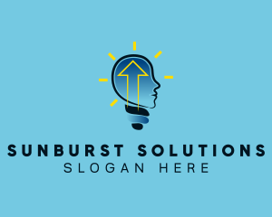 Blue Human Lightbulb Arrow logo design