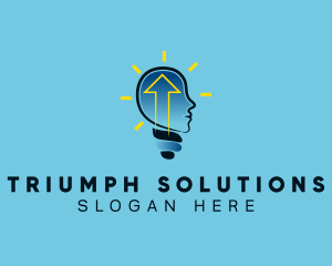 Blue Human Lightbulb Arrow logo design