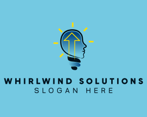 Blue Human Lightbulb Arrow logo design