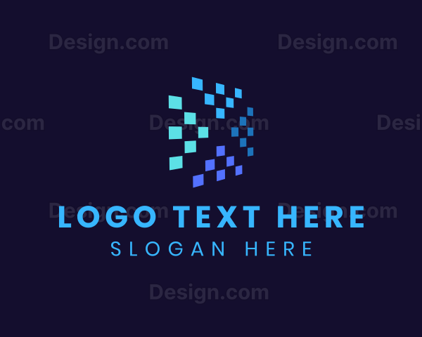 Blue Digital Pixels Logo