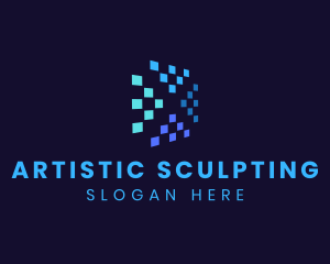 Blue Digital Pixels logo design