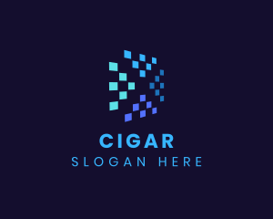 Blue Digital Pixels logo design