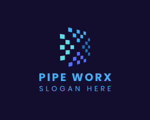 Blue Digital Pixels logo design