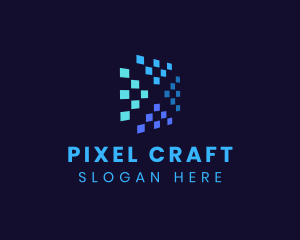 Blue Digital Pixels logo design