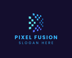 Blue Digital Pixels logo design