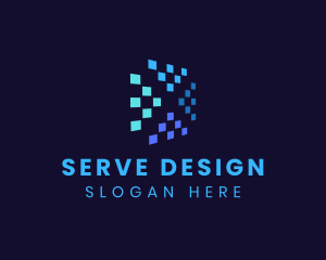 Blue Digital Pixels logo design